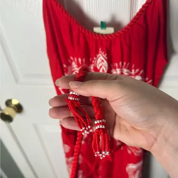 Farm Rio Red Majestic Coconut Tree Maxi Dress S